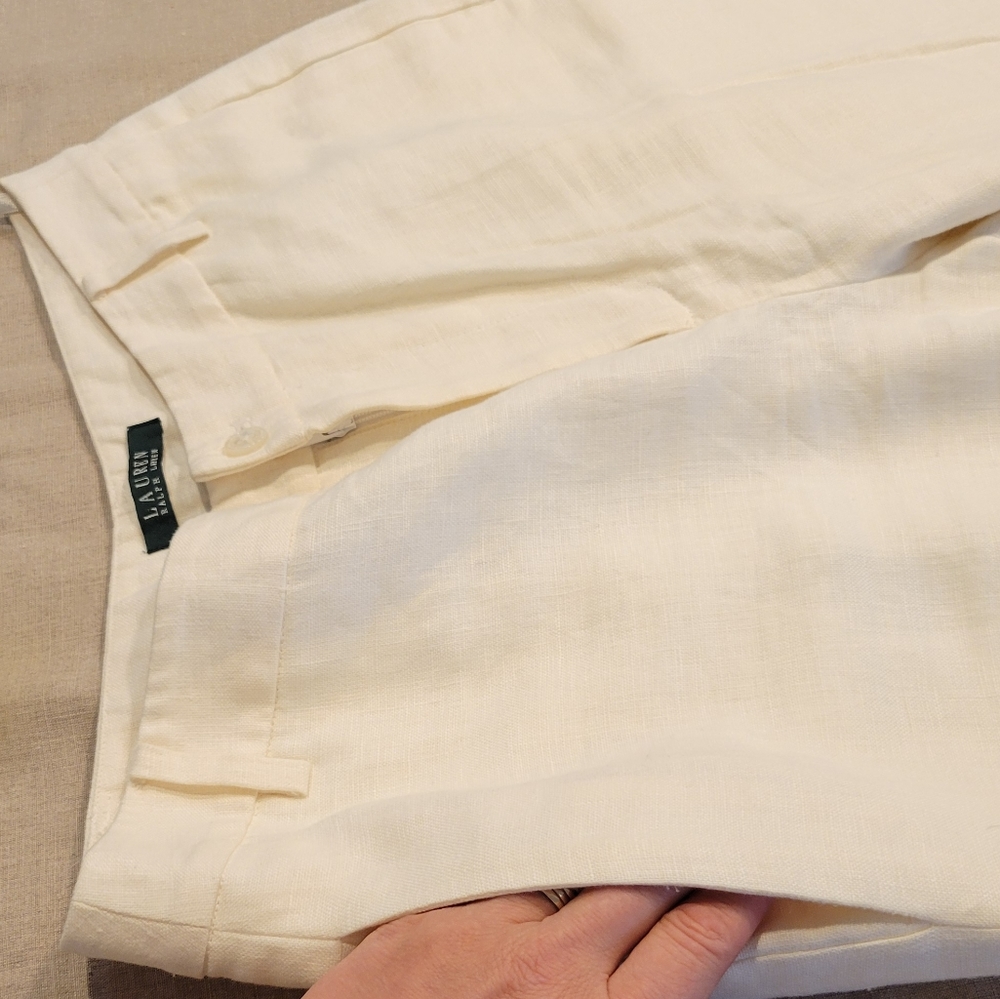 COPY - Lauren Ralph Lauren Womens, 100% Linen Capri Wide leg,  Cream color Sz 4.